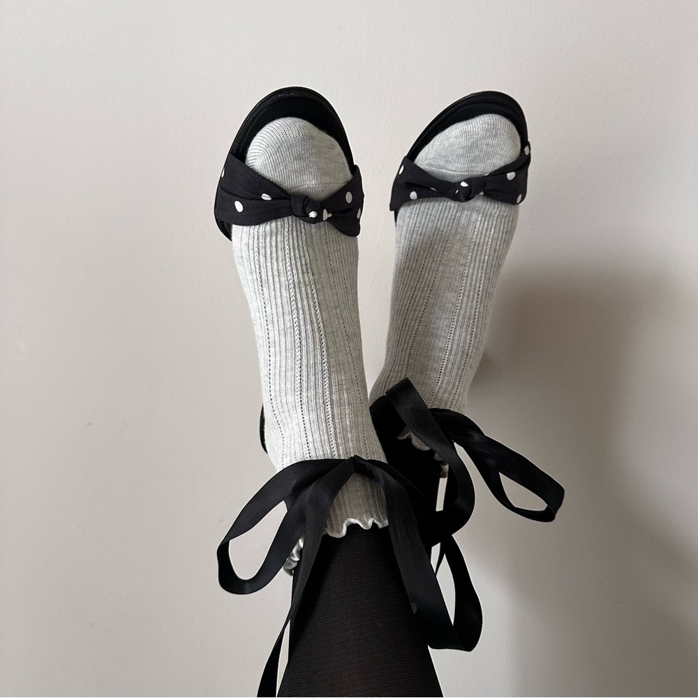 Dolce & Gabbana Polka Dot Ballerina Heels Knotted Fabric Ankle Wrap Ribbon